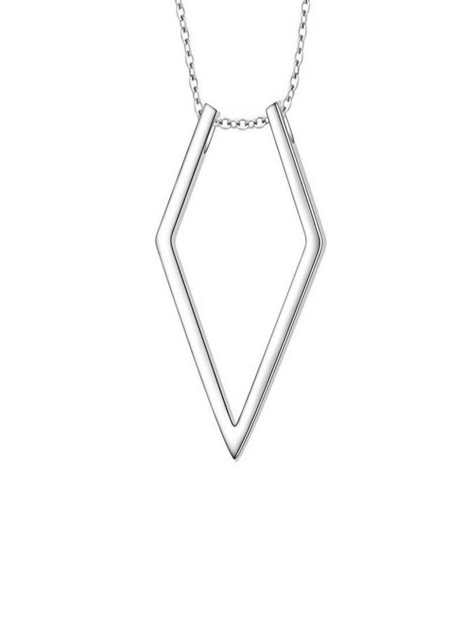 Cykdohy Simple Geometric Ring Holder Necklace for Women Men Cute Dainty Ring Keeper Necklaces Rhombus Pendant Saver Chain Bride Wedding Engagement Jewelry Wife Girlfriend Mother (Silver) - Image 1
